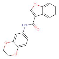 Chemical structure of N-(2,3-dihydro-1,4-benzodioxin-6-yl)-1-benzofuran-3-carboxamide - CSSB00046251656