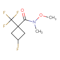 Chemical structure of 3-fluoro-N-methoxy-N-methyl-1-(trifluoromethyl)cyclobutane-1-carboxamide - CSSB07054548050