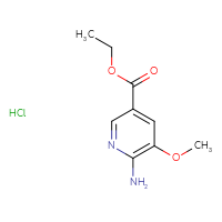 Chemical structure of ethyl 6-amino-5-methoxypyridine-3-carboxylate hydrochloride - CSSB20963525953
