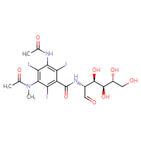 Chemical structure of 3-acetamido-2,4,6-triiodo-5-(N-methylacetamido)-N-[(2R,3R,4S,5R)-3,4,5,6-tetrahydroxy-1-oxohexan-2-yl]benzamide - CSSB03436537724