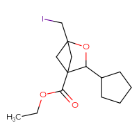 Chemical structure of ethyl 3-cyclopentyl-1-(iodomethyl)-2-oxabicyclo[2.1.1]hexane-4-carboxylate - CSSB02178207151