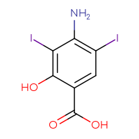 Chemical structure of 4-amino-2-hydroxy-3,5-diiodobenzoic acid - CSSB00000730636