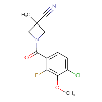 Chemical structure of 1-(4-chloro-2-fluoro-3-methoxybenzoyl)-3-methylazetidine-3-carbonitrile - CSSB06471063735