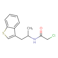 Chemical structure of N-[1-(1-benzothiophen-3-yl)propan-2-yl]-2-chloroacetamide - CSSB20543770918
