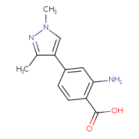 Chemical structure of 2-amino-4-(1,3-dimethyl-1H-pyrazol-4-yl)benzoic acid - CSSB21032044419