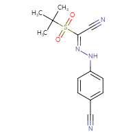 Chemical structure of (E)-N-(4-cyanophenyl)-1-(2-methylpropane-2-sulfonyl)methanecarbohydrazonoyl cyanide - CSSB00025731181