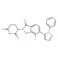 Chemical structure of 3-[4-fluoro-1-oxo-5-(1-phenyl-1H-pyrazol-5-yl)-2,3-dihydro-1H-isoindol-2-yl]piperidine-2,6-dione - CSSB21531607536