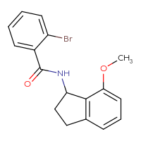 Chemical structure of 2-bromo-N-(7-methoxy-2,3-dihydro-1H-inden-1-yl)benzamide - CSSB07727950893