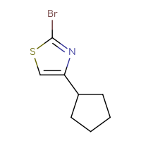 Chemical structure of 2-bromo-4-cyclopentyl-1,3-thiazole - CSSB00012362681