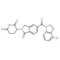 Chemical structure of 3-[5-(4-bromo-2,3-dihydro-1H-indole-1-carbonyl)-1-oxo-2,3-dihydro-1H-isoindol-2-yl]piperidine-2,6-dione - CSSB03526935653