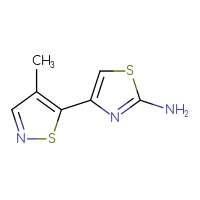 Chemical structure of 4-(4-methyl-1,2-thiazol-5-yl)-1,3-thiazol-2-amine - CSSB00153799677