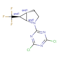 Chemical structure of rac-(1R,5R,6R)-2-(4,6-dichloro-1,3,5-triazin-2-yl)-6-(trifluoromethyl)-2-azabicyclo[3.1.0]hexane - CSSB21332152380