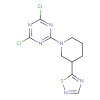 Chemical structure of 2,4-dichloro-6-[3-(1,2,4-thiadiazol-5-yl)piperidin-1-yl]-1,3,5-triazine - CSSB21332154581