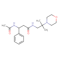 Chemical structure of 3-acetamido-N-[2-methyl-2-(morpholin-4-yl)propyl]-3-phenylpropanamide - CSSS00026292874
