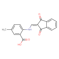 Chemical structure of 2-{[(1,3-dioxo-2,3-dihydro-1H-inden-2-ylidene)methyl]amino}-5-methylbenzoic acid - CSSB00020607129