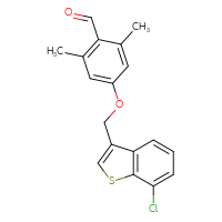 Chemical structure of 4-[(7-chloro-1-benzothiophen-3-yl)methoxy]-2,6-dimethylbenzaldehyde - CSSB21349271443