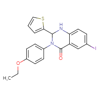 Chemical structure of 3-(4-ethoxyphenyl)-6-iodo-2-(thiophen-2-yl)-1,2,3,4-tetrahydroquinazolin-4-one - CSSB00121678434