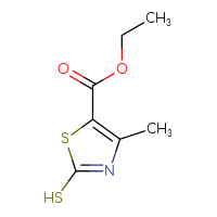 Chemical structure of ethyl 4-methyl-2-sulfanyl-1,3-thiazole-5-carboxylate - CSSB00000014855