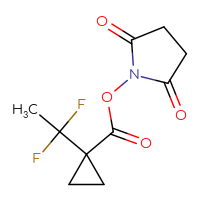 Chemical structure of 2,5-dioxopyrrolidin-1-yl 1-(1,1-difluoroethyl)cyclopropane-1-carboxylate - CSSB00129251219