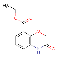 Chemical structure of ethyl 3-oxo-3,4-dihydro-2H-1,4-benzoxazine-8-carboxylate - CSSB00000062895