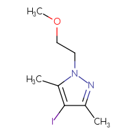 Chemical structure of 4-iodo-1-(2-methoxyethyl)-3,5-dimethyl-1H-pyrazole - CSSB00012643543