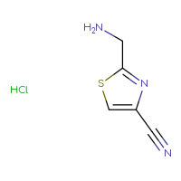 Chemical structure of 2-(aminomethyl)-1,3-thiazole-4-carbonitrile hydrochloride - CSSB00102730750