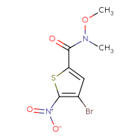 Chemical structure of 4-bromo-N-methoxy-N-methyl-5-nitrothiophene-2-carboxamide - CSSB02271959933