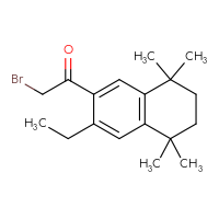 Chemical structure of 2-bromo-1-(3-ethyl-5,5,8,8-tetramethyl-5,6,7,8-tetrahydronaphthalen-2-yl)ethan-1-one - CSSB00000039351