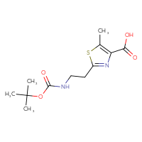 Chemical structure of 2-(2-{[(tert-butoxy)carbonyl]amino}ethyl)-5-methyl-1,3-thiazole-4-carboxylic acid - CSSB00102730959