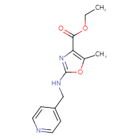 Chemical structure of ethyl 5-methyl-2-{[(pyridin-4-yl)methyl]amino}-1,3-oxazole-4-carboxylate - CSSB00133858043