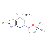 Chemical structure of tert-butyl 2-bromo-7-ethenyl-7-hydroxy-4H,5H,6H,7H-[1,3]thiazolo[4,5-c]pyridine-5-carboxylate - CSSB21246281184