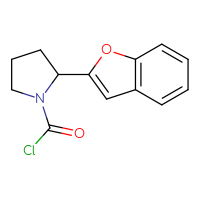 Chemical structure of 2-(1-benzofuran-2-yl)pyrrolidine-1-carbonyl chloride - CSSB21224766159