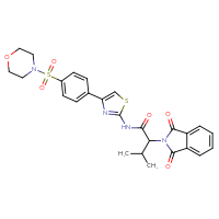 Chemical structure of 2-(1,3-dioxo-2,3-dihydro-1H-isoindol-2-yl)-3-methyl-N-{4-[4-(morpholine-4-sulfonyl)phenyl]-1,3-thiazol-2-yl}butanamide - CSSB00121727940