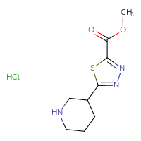 Chemical structure of methyl 5-(piperidin-3-yl)-1,3,4-thiadiazole-2-carboxylate hydrochloride - CSSB00161164761