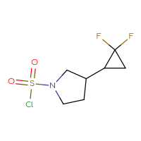 Chemical structure of 3-(2,2-difluorocyclopropyl)pyrrolidine-1-sulfonyl chloride - CSSB06734580564