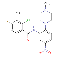 Chemical structure of 2-chloro-4-fluoro-3-methyl-N-[2-(4-methylpiperazin-1-yl)-5-nitrophenyl]benzamide - CSSB09881012092