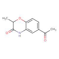 Chemical structure of 6-acetyl-2-methyl-3,4-dihydro-2H-1,4-benzoxazin-3-one - CSSB00011265313