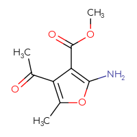 Chemical structure of methyl 4-acetyl-2-amino-5-methylfuran-3-carboxylate - CSSB00000095526
