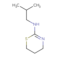 Chemical structure of N-(2-methylpropyl)-5,6-dihydro-4H-1,3-thiazin-2-amine - CSSB00000182578