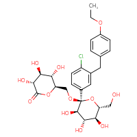 Chemical structure of (3R,4S,5S,6R)-6-({[(2S,3R,4S,5S,6R)-2-{4-chloro-3-[(4-ethoxyphenyl)methyl]phenyl}-3,4,5-trihydroxy-6-(hydroxymethyl)oxan-2-yl]oxy}methyl)-3,4,5-trihydroxyoxan-2-one - CSSB00159258786