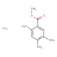 Chemical structure of methyl 2-amino-4,5-dimethylbenzoate hydrochloride - CSSB00102564580