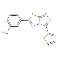 Chemical structure of 6-(3-methylphenyl)-3-(thiophen-2-yl)-[1,2,4]triazolo[3,4-b][1,3,4]thiadiazole - CSSB00121637444