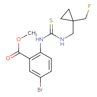 Chemical structure of methyl 5-bromo-2-[({[1-(fluoromethyl)cyclopropyl]methyl}carbamothioyl)amino]benzoate - CSSB21432503046