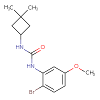 Chemical structure of 1-(2-bromo-5-methoxyphenyl)-3-(3,3-dimethylcyclobutyl)urea - CSSB00073350486