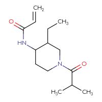 Chemical structure of N-[3-ethyl-1-(2-methylpropanoyl)piperidin-4-yl]prop-2-enamide - CSSB00697461317