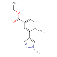 Chemical structure of ethyl 4-methyl-3-(1-methyl-1H-pyrazol-4-yl)benzoate - CSSB02000205097