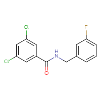 Chemical structure of 3,5-dichloro-N-[(3-fluorophenyl)methyl]benzamide - CSSB00104406160