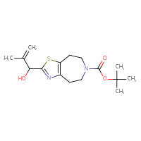Chemical structure of tert-butyl 2-(1-hydroxy-2-methylprop-2-en-1-yl)-4H,5H,6H,7H,8H-[1,3]thiazolo[4,5-d]azepine-6-carboxylate - CSSB20775855775