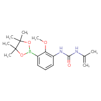 Chemical structure of 1-[2-methoxy-3-(4,4,5,5-tetramethyl-1,3,2-dioxaborolan-2-yl)phenyl]-3-(prop-1-en-2-yl)urea - CSSB21246320563