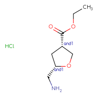 Chemical structure of rac-ethyl (3R,5R)-5-(aminomethyl)oxolane-3-carboxylate hydrochloride - CSSB21291558416